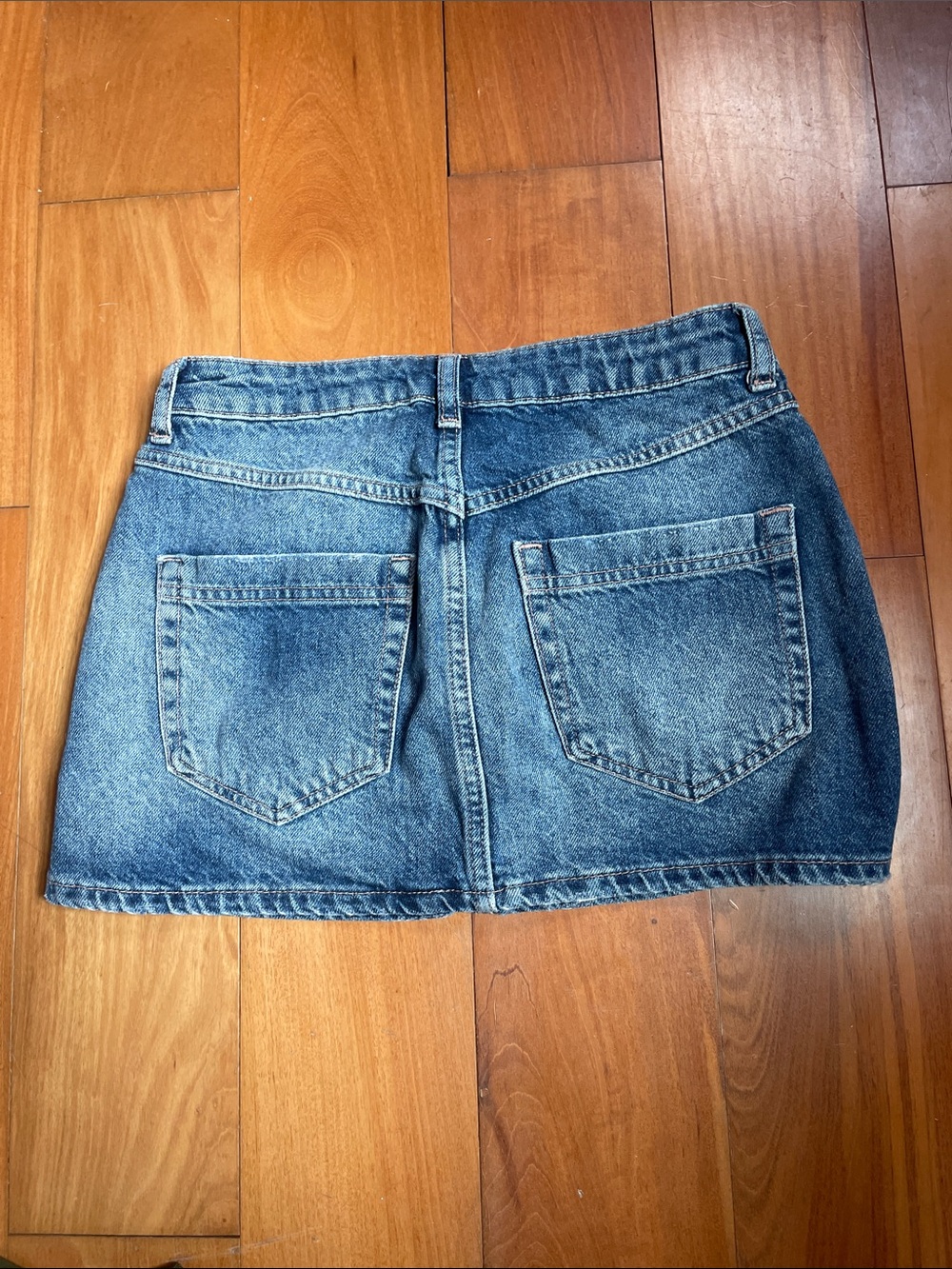Free People Vintage Wash Denim Button-Front Mini Skirt - Blue - Picture 2 of 3